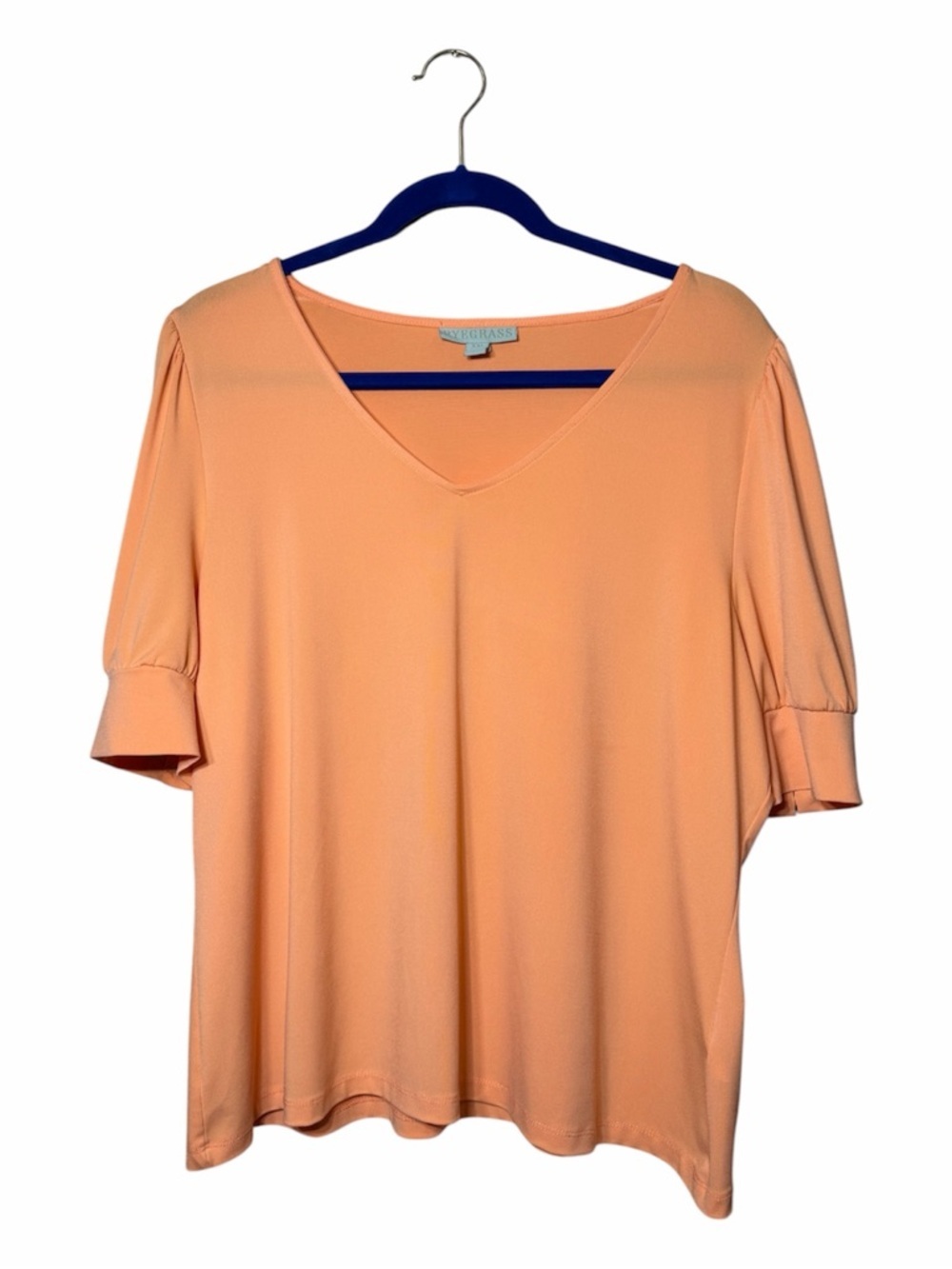 Ryegrass Peach V-Neck Puffy Short Sleeve Blouse size XXL